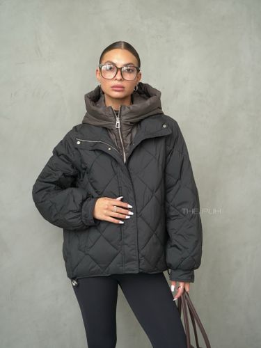 Черно-шоколадная куртка с манишкой