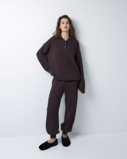 Поло объемного кроя из смесового кашемира шоколадный