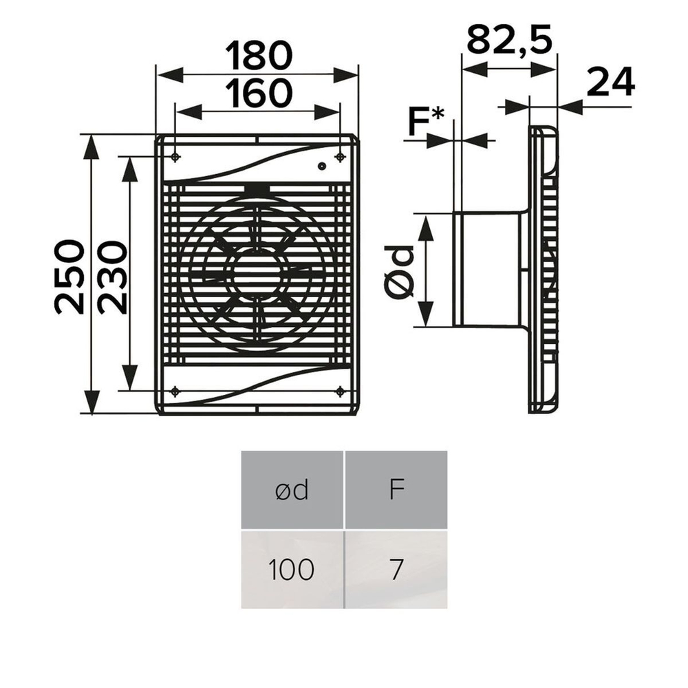 Вентилятор вытяжной настен, Эра, d100 мм, 16 Вт, 100 м3/ч, Standard 4