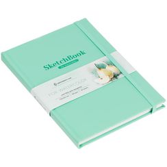 Скетчбук для акварели 40л., 150*200 Greenwich Line, бирюзовый, кожзам, на резинке, 200г/м2