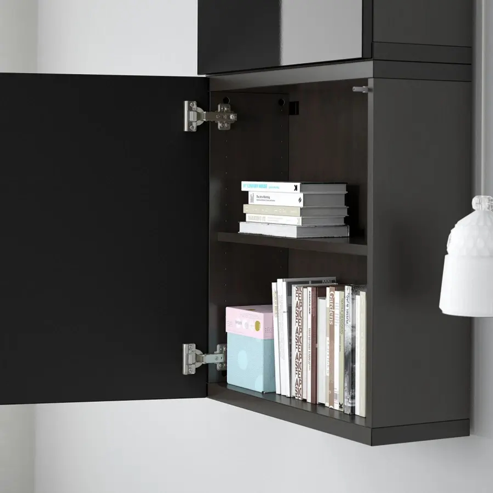 Навесной шкаф - IKEA BESTÅ/BESTA, 60x22x128 см, черный, БЕСТО ИКЕА
