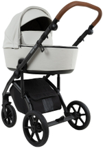 Детская коляска Roan Bass Next Кожа 2.0 3 в 1 с автокреслом Tutis Elo Lux EduSky Black BNL/70/2 Island Stone /Black/ руч.Коричневый