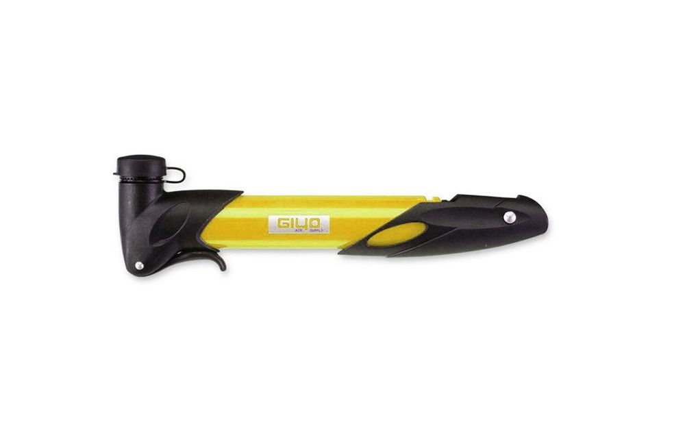 Насос GIYO ручной, под ниппель AV/FV, Т-образная ручка, телескопический, max 80 psi/5 bar, 21см, пластик, желтый