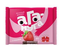Шоколад молочный "Ага-нуга" с клубникой 50г. Коммунарка - купить не дорого с доставкой по Москве