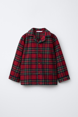 ZARA ФЛАНЕЛЕВАЯ ПИЖАМА В КЛЕТКУ, КРАСНЫЙ