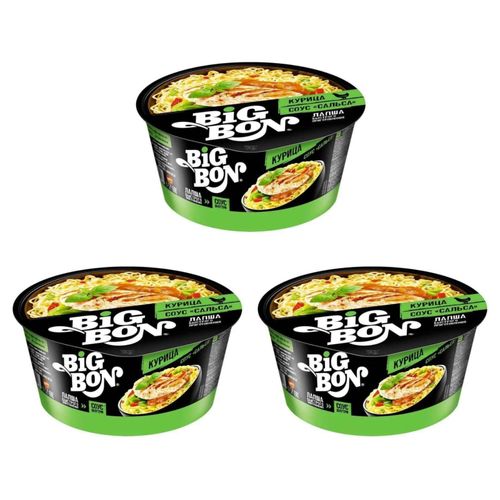 Лапша Big Bon Курица и соус сальса 85 г 3 шт