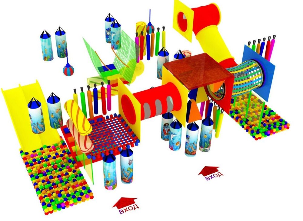 Детский игровой лабиринт «Крокодил Гена» 34,6 м² (7,3*4,9*2,51м)
