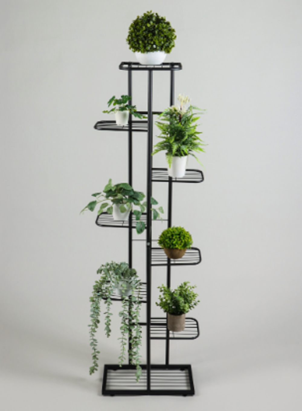 Подставка для цветов Greengo, 8 полок, 43×22×141 см, напольная, металл, чёрная