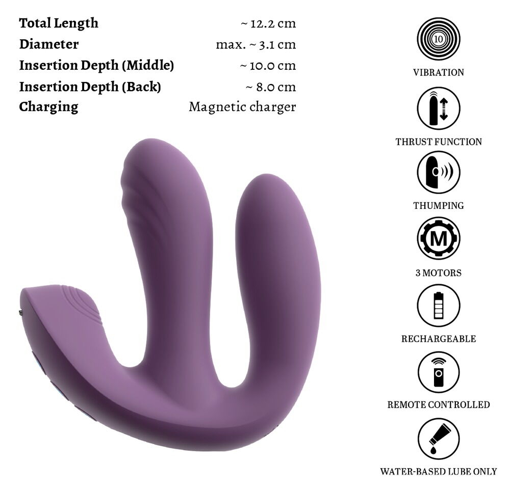 Фиолетовый тройной вибратор MIREVA RC Triple Hands-Free Vibrator (Цвет: фиолетовый)