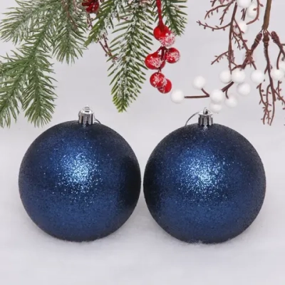 Новогодние шары 10 см (набор 2 шт) «Глиттер», сапфир