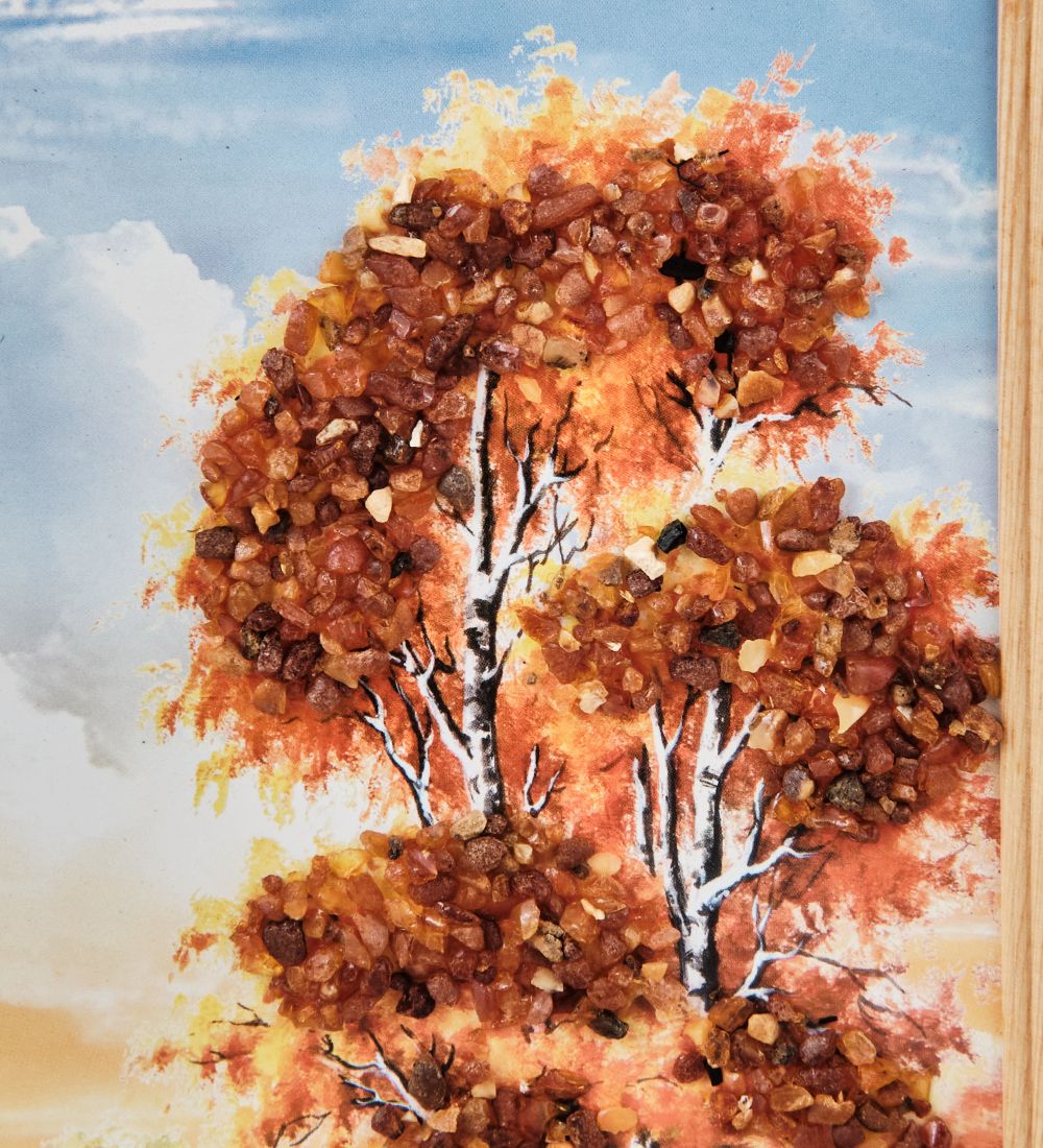 AMB-01/45 Картина «Вдали от мирской суеты» (с янтарной крошкой) пласт.рамка 33х42см