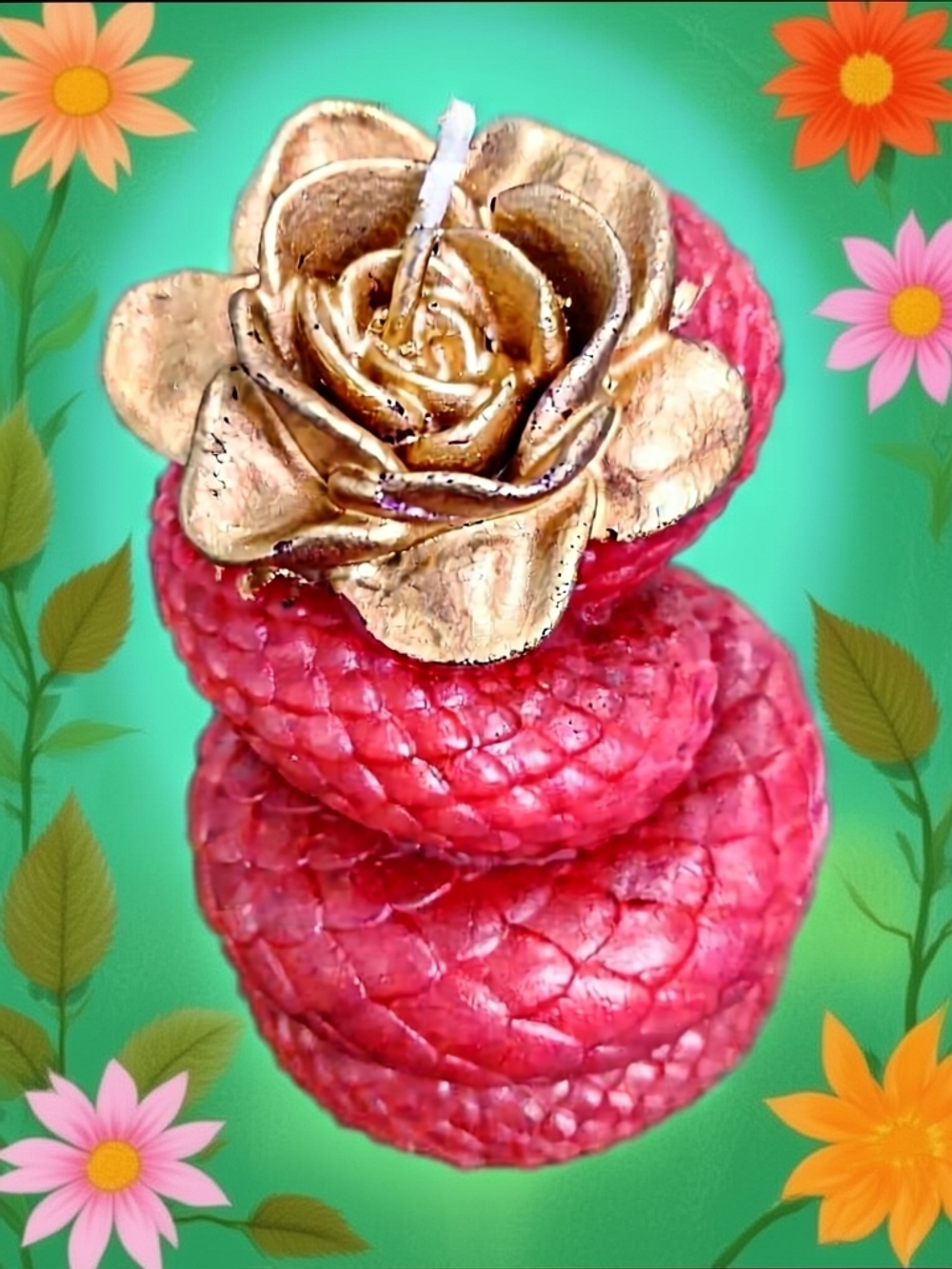 Свеча ручной работы змея с розой