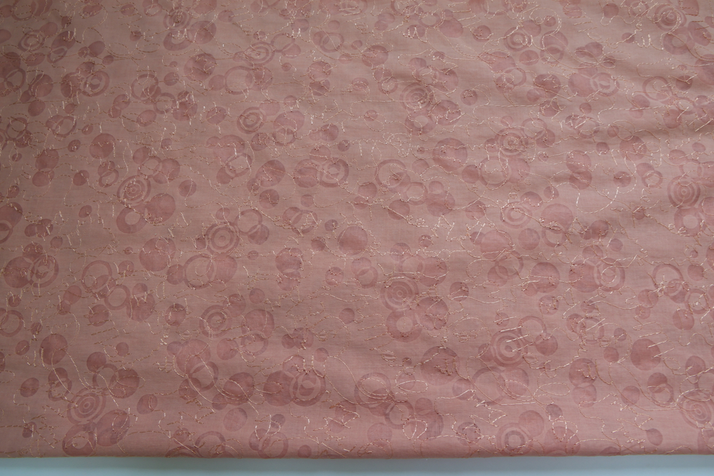 Батист персиковый принт круги