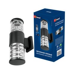 UUL-S12A 2x60W-E27 IP65 BLACK Светильник уличный. под две лампы Е27. Архитектурный накладной. Корпус черный. TM Uniel.