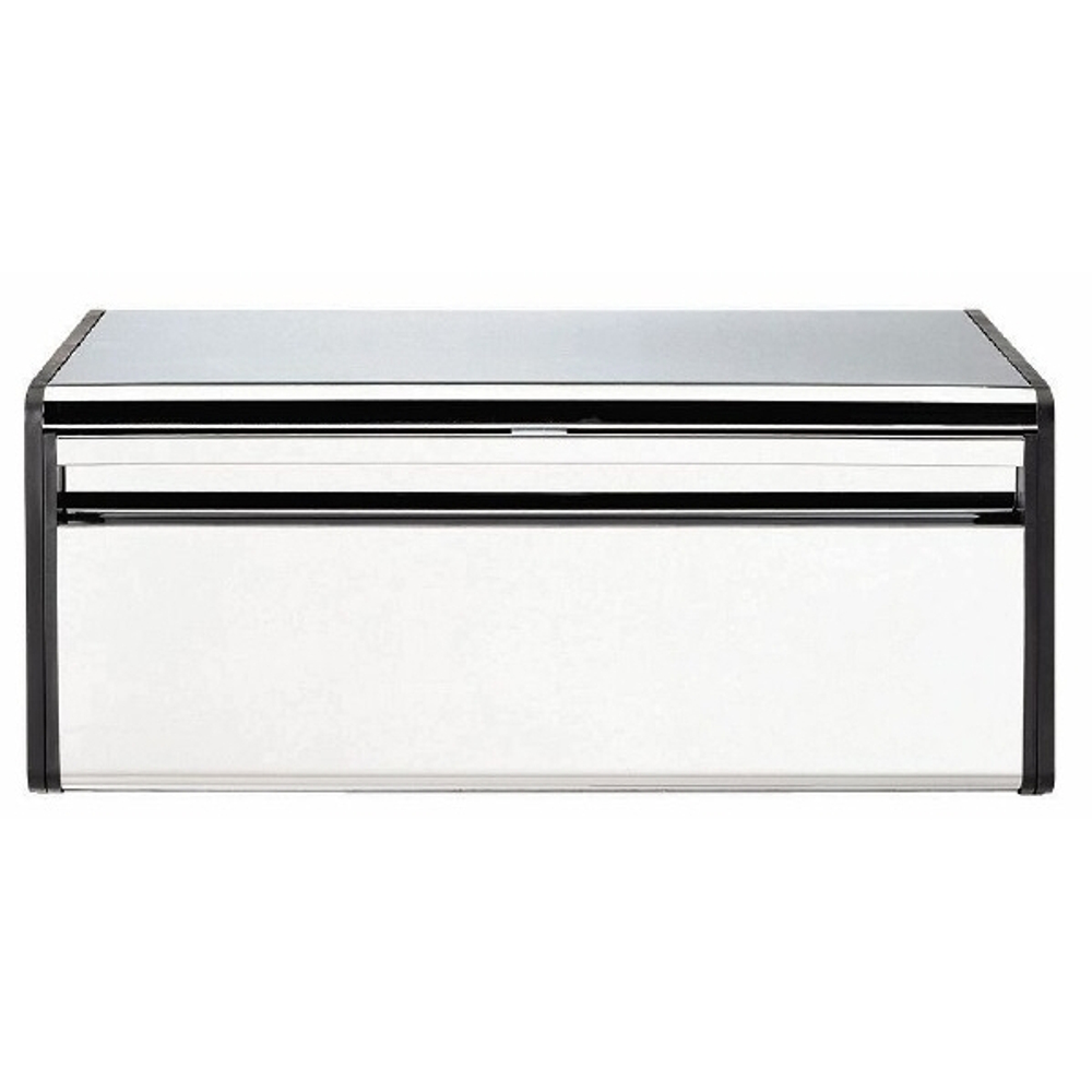 Хлебница Brabantia с откидной крышкой полированная сталь вид спереди