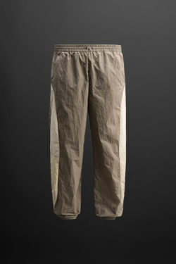 ZARA БРЮКИ-ДЖОГГЕРЫ В СТИЛЕ КОЛОР-БЛОК, ПЕСОЧНЫЙ