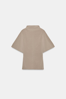 ZARA ТОП С ВОРОТНИКОМ-СТОЙКОЙ, ПЕСОЧНЫЙ