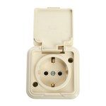 Розетка 1-местная с/з, с крышкой, STEKKER, PST16-21-44 (RA 16-211-БЖ), пластик АВС, 250В, 16А, IP44, слоновая кость (RA 16-211-С) 49058