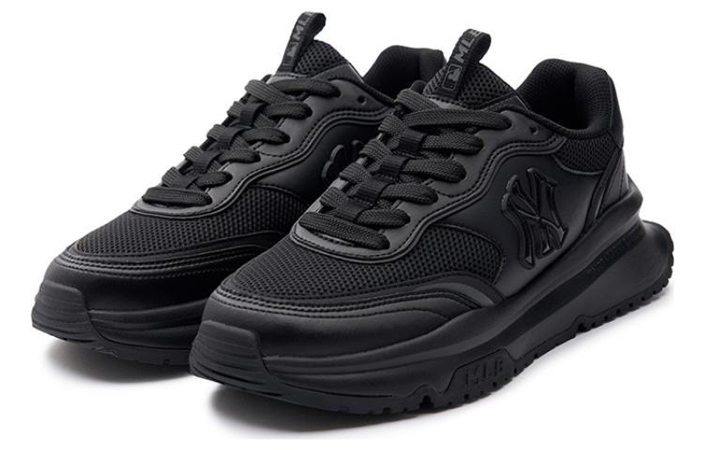 MLB Chunky Runner comfortable all-match fabric synthetic leather wear-resistant breathable low-cut casual running shoes for men and women the same style black