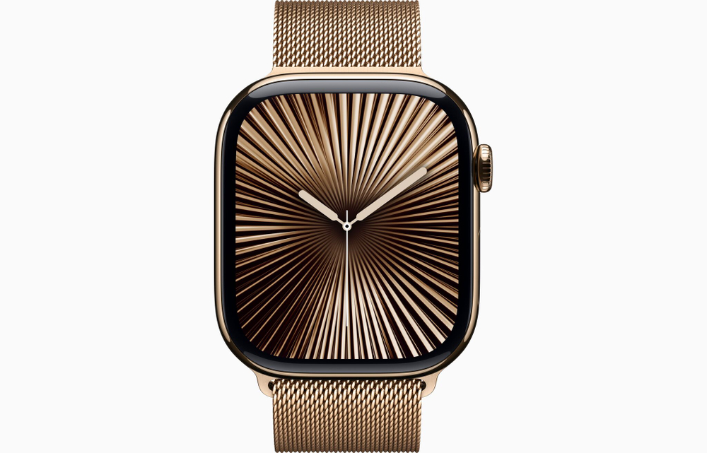 Apple Watch Series 10, 42 мм, титан Золотого цвета, миланский сетчатый браслет