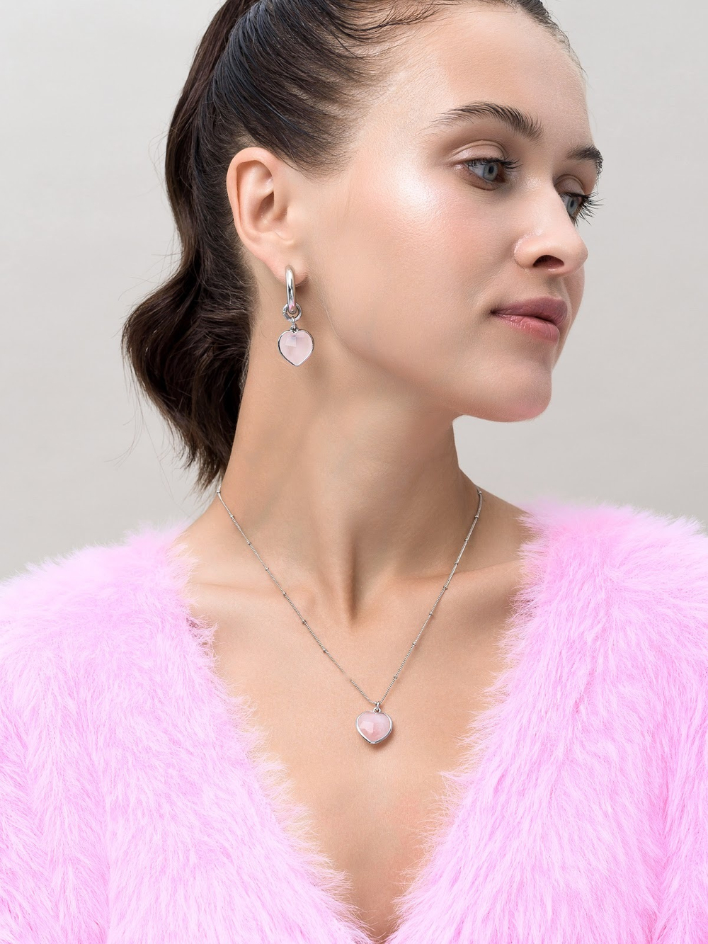 Серьги "Lovely" с розовым кварцем Silver