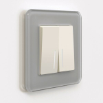 Выключатель двухклавишный с подсветкой (айвори матовый)