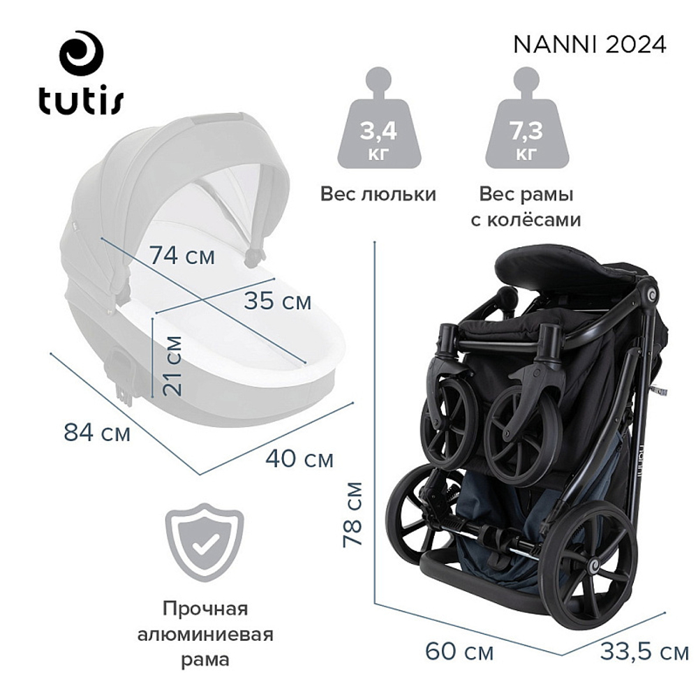 Детская коляска Tutis Nanni 7 2 в 1 1532063 Turquoise