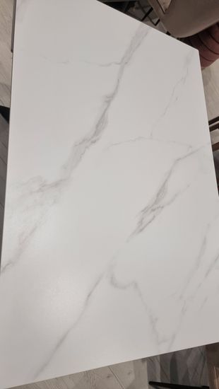 Стол "БРИДЖ" 120 (+30+30)х80 керамика Snow Mountain Stone мат., опора черный муар