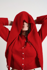 Косынка из кашемира с мериносом красного цвета