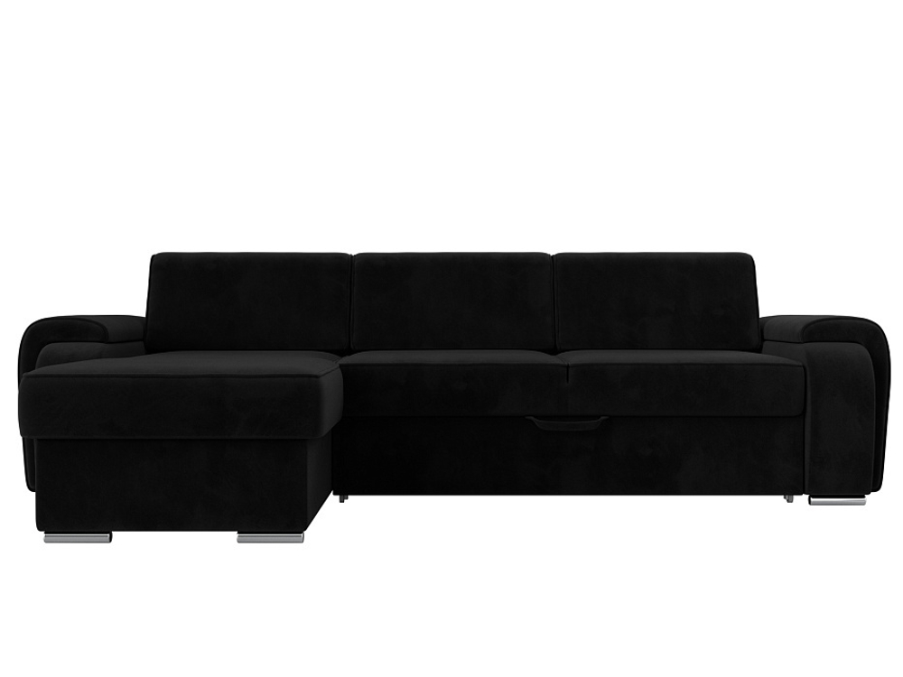 Диван угловой Лига-025 левый угол, Черный, Велюр, 119241L