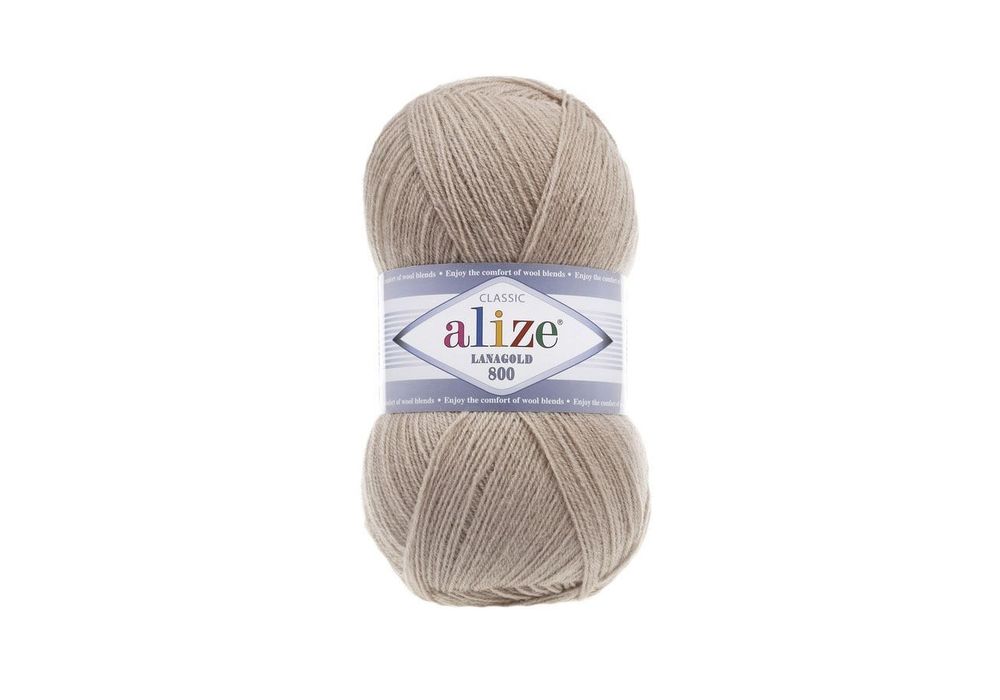 ALIZE &quot;LANAGOLD 800&quot;, 49% шерсть, 51% акрил, 100 гр, 800 м, 05 бежевый