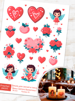 Трансфер переводной - декаль для свечей и гипса день святого валентина 010 А5
