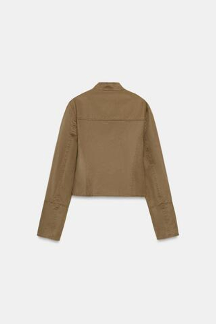 ZARA КУРТКА С ЗАКЛЕПКАМИ И ЭФФЕКТОМ ПОТЕРТОСТИ, СВЕТЛЫЙ ХАКИ