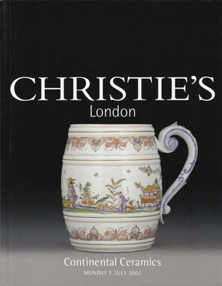 Каталог аукциона Christie's, Лондон, Керамика континентальной Европы от 7 июля 2003 года