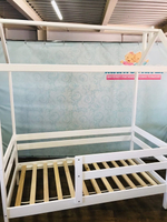 Кровать подростковая домик "Классика" 160*80 см белый 2 борта, (Pirogova wood)