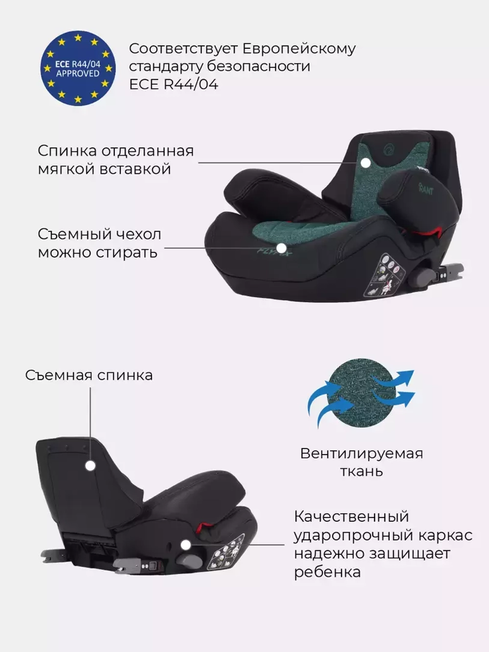 Автокресло BH316i "Flyfix" Genius Line гр.2-3 (15-36 кг) Malachite