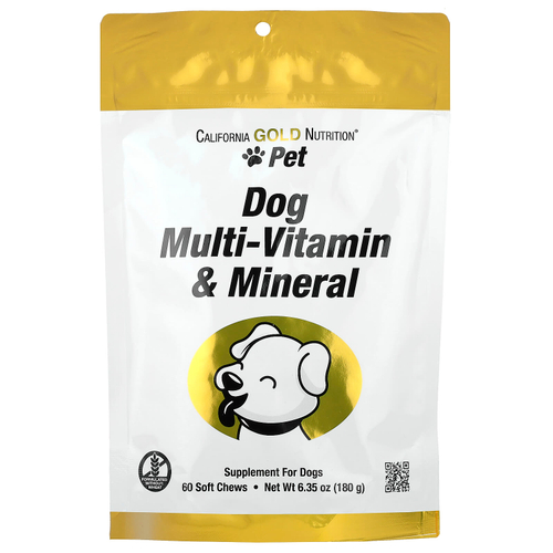 California Gold Nutrition, Pet, мультивитамины и минералы для собак, 60 жевательных таблеток, 180 г (6,35 унции)