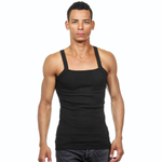 Черная мужская майка с квадратным вырезом горловины (Размер: M) (Цвет: черный)