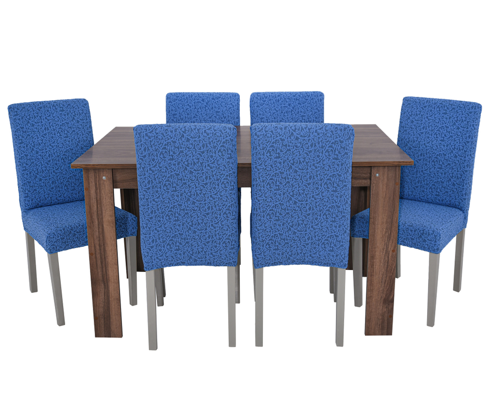 Чехол на стул без оборки Жаккард, цвет Голубой