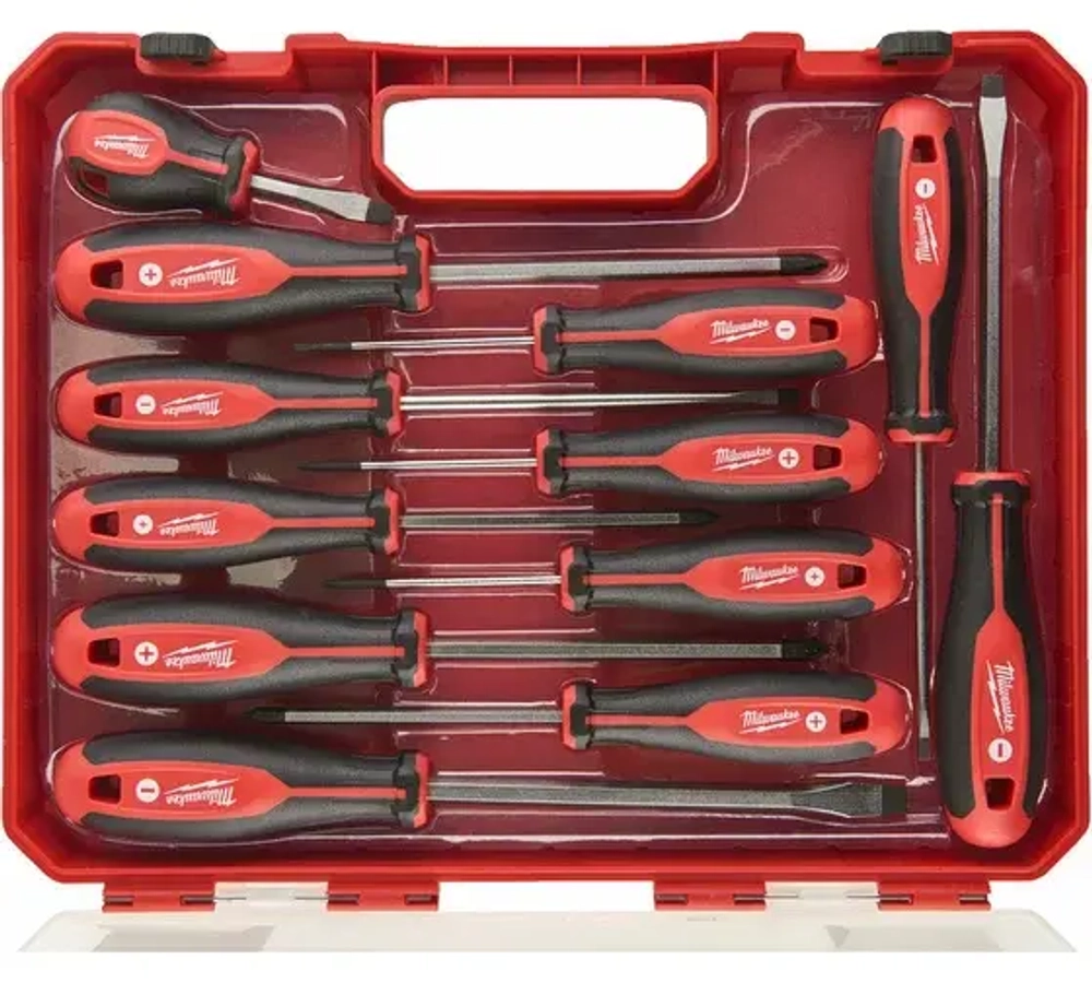 Набор отверток магнитных с трехгранной рукояткой в пластиковом кейсе (12шт)