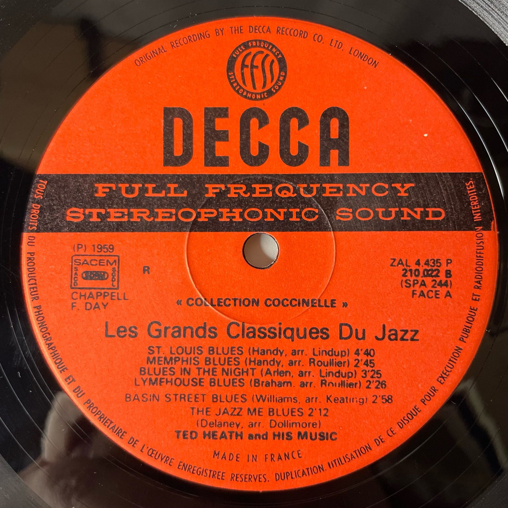 Винтажная виниловая пластинка LP Ted Heath And His Music, Les Grands Classiques Du Jazz (Бельгия 1973)