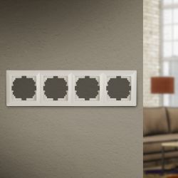 Рамка для розеток и выключателей Intro Solo 4-504-02 на 4 поста, СУ, Solo, слоновая кость