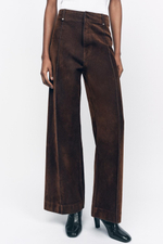 Бархатистые джинсы wide-leg с высокой посадкой — zw collection