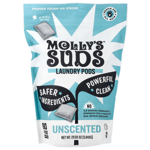 Molly's Suds, капсулы для стирки, без отдушек, 60 капсул, 0,84 кг (29,63 унции)