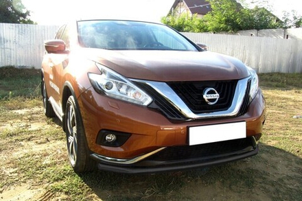 Защита переднего бампера Nissan Murano (2014-2022) d57 длинная серебристая