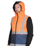 Жилет СИРИУС-ТЕРМИНАЛ с капюшоном темно-синий с оранжевым