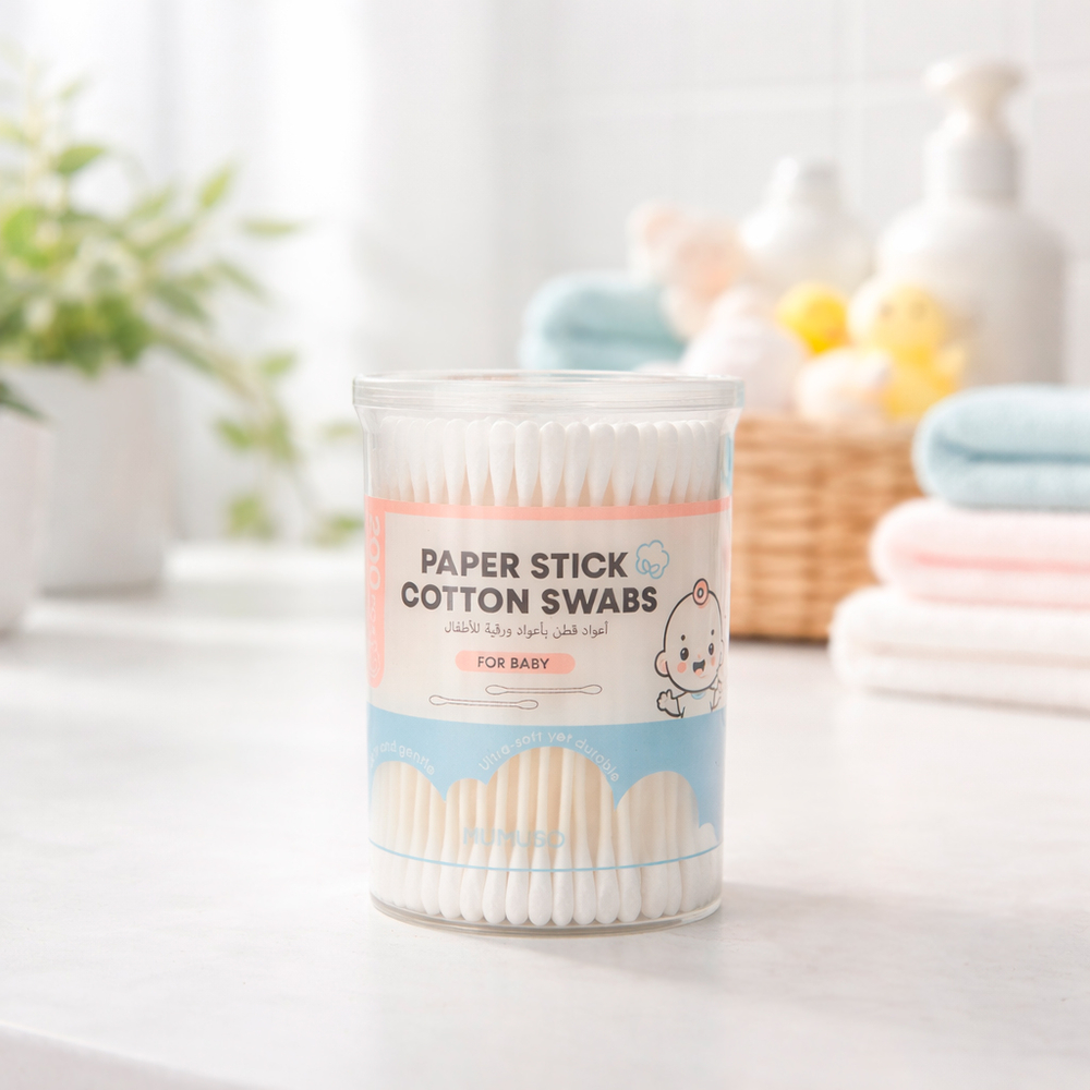 Ватные палочки Mumuso Paper Stick Cotton Swabs для детей, в контейнере