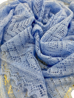 Оренбургский пуховый платок П3-120-04 голубой