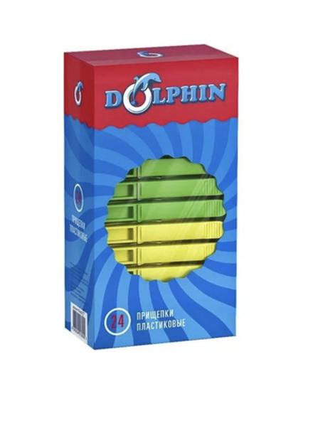 Прищепки "Дельфин" ПВХ цветные 24шт