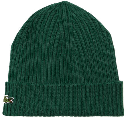 Шапка зимняя Lacoste Unisex Ribbed Wool Beanie - Green